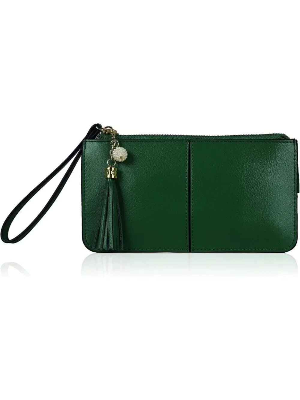 Women's Sacramento Green Leather Wristlet Clutch Wallet redit Card Holder Purse